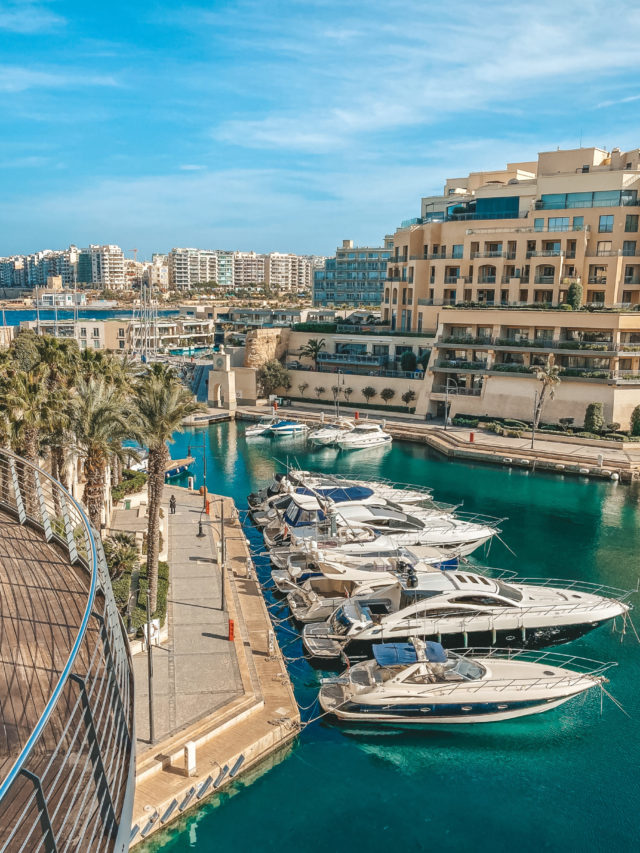 Luxury yacht marina in the Mediterranean on a clear day