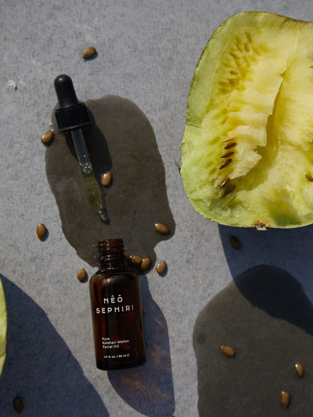 Neo Sephiri Kalahari Melon Oil and a piece of melon