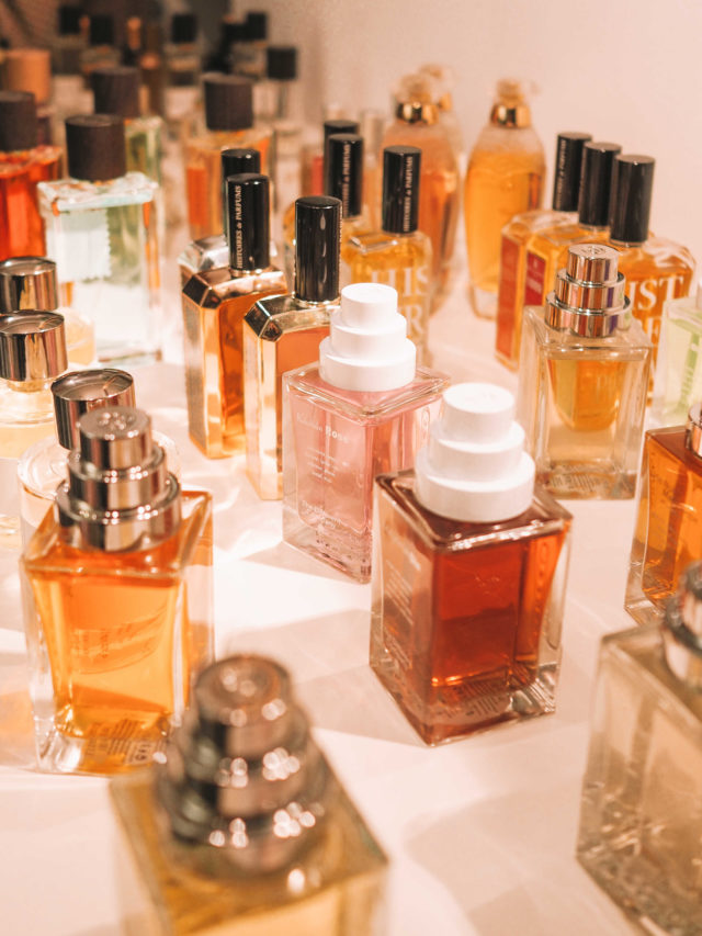 Selection of luxury perfume bottles