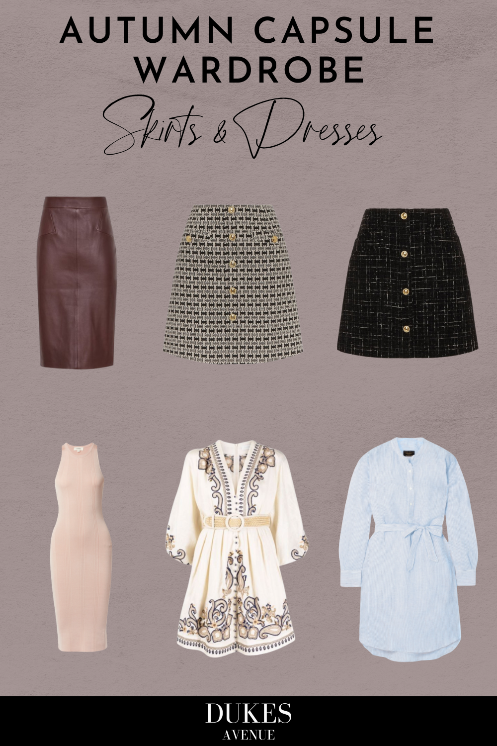 6 skirts & dresses recommended for an autumn capsule wardrobe