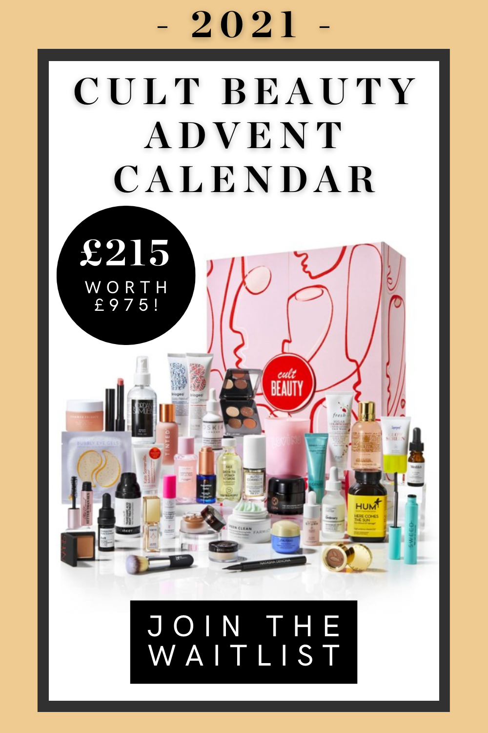 Cult Beauty Advent Calendar with text overlay to join the waitlist