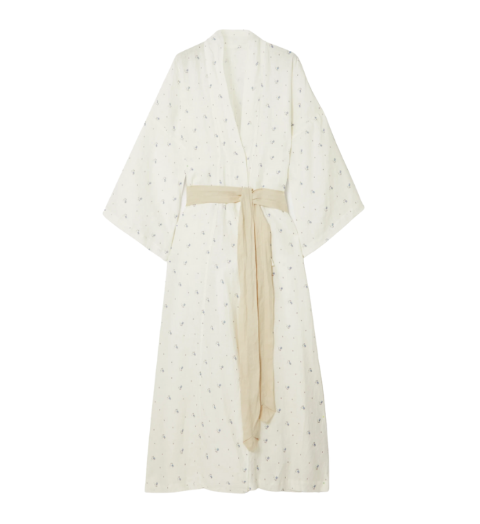 Deiji Studios White Luxury Dressing Gown