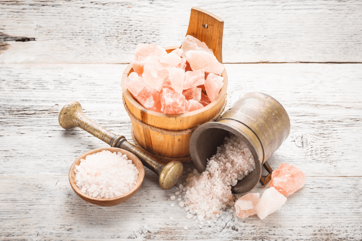 Pink salt scrub flatlay