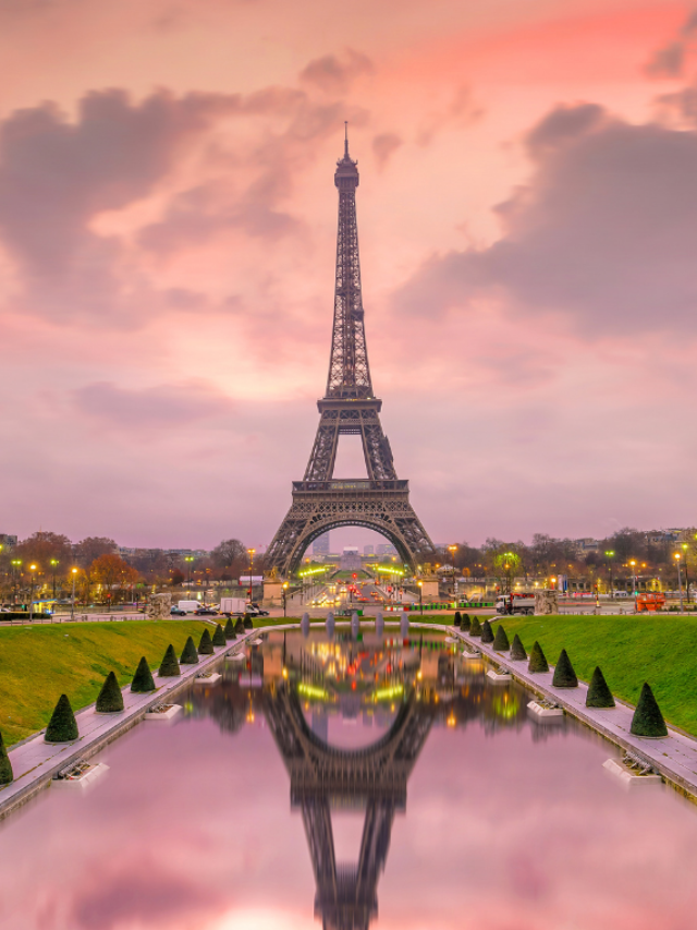 The Eiffel Tower during sunset