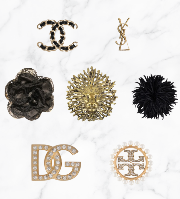 Chanel Vintage Chain Textured CC Logo Brooch