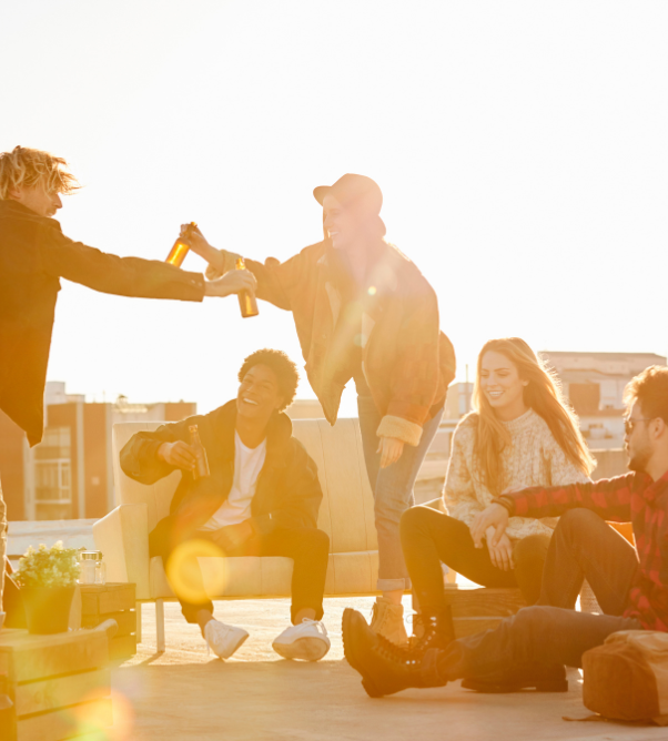 Friends enjoying one of the Berlin rooftop bars