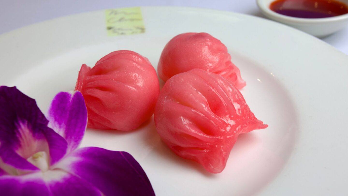 Pink Dumplings at Mr Chow